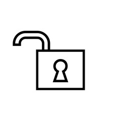 Open Padlock icon vector. Unlock flat line design sign