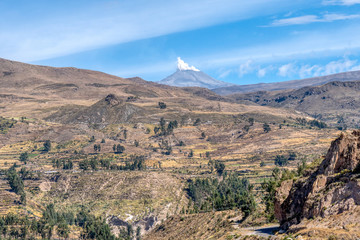 Eruption of the volcano Sabancaya (meaning ‘tongue of fire’ or ‘spitting volcano’ in...
