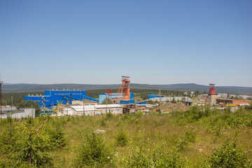 Mining site with mine hardframe landscape view