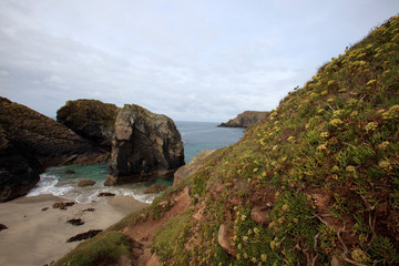 Lizard (England), UK - August 16, 2015: Lizard Peninsula area and beaches, Cornwall, England, United Kingdom.