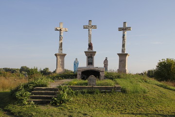 Three crosses on Calvary hill pilgrimage site.