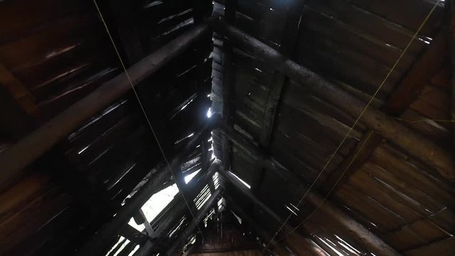 Old decrepit wooden building for shepherd in Carpathian mountains