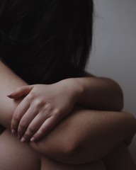 woman hands, hair, no face