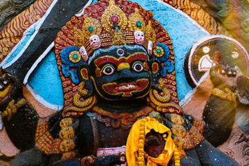 Six Armed Mahakala or Kal Bhairav statue in Durbar Square Kathmandu,Nepal.