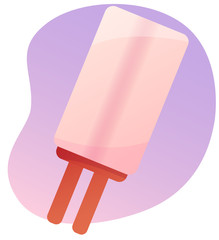 Vector illustration of a pink eskimo on a purple background. Sweet ice cream art for menu or kitchen