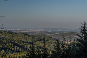 Fototapeta na wymiar View from Granatnik observation tower near Zlata Koruna village