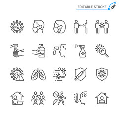 Cold and flu prevention line icons. Editable stroke. Pixel perfect.