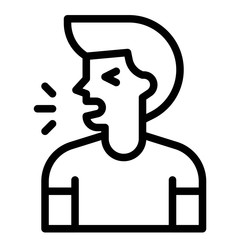 Man coughing vector illustration, line style icon