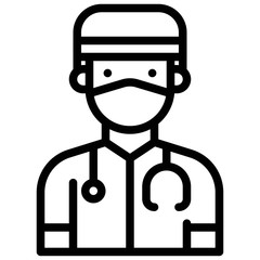 Medical staff vector illustration, line style icon