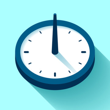 Sundial Clock icon in flat style, timer on color background. Business watch. Vector design element for you project