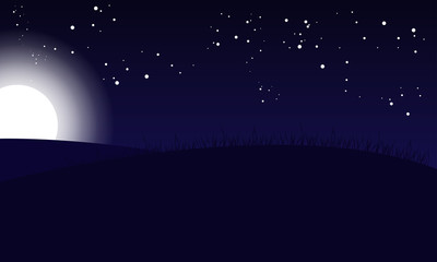 Dark sky The sunrise Vector landscape with mountains shadow