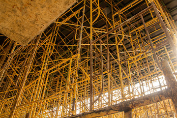 Scaffolding on building in construction site