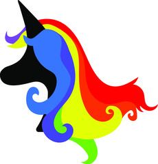 Vector de Unicornio Con cabello de Arcoiris