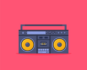 Old style music boombox flat vector music systems - obrazy, fototapety, plakaty