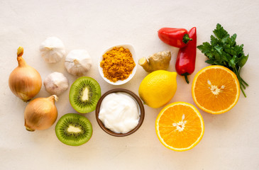 Set of various products for immunity boosting