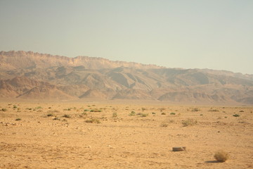 View of the desert in Tunisia. On the way to the Sahara desert, Tunisia, Africa. 
