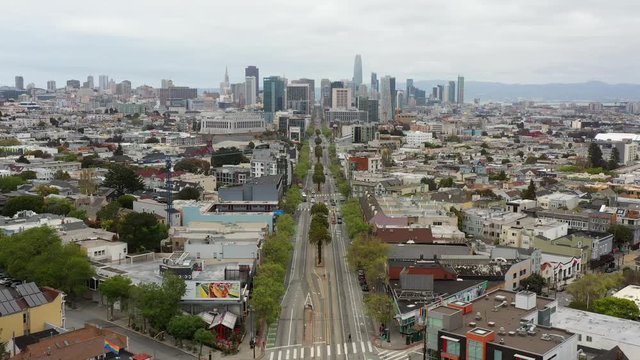 San francisco empty city streets during the April 2020 covid-19 coronavirus pandemic quarantine 