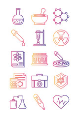 bundle of Covid19 investigacion set icons