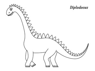 Coloring page outline Diplodocus dinosaur. Vector illustration