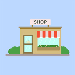 Vector illustration of stylish shop or store or boutique with awning