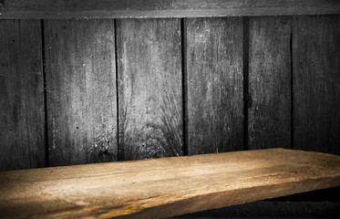 black wooden background, free, empty, space, with rays on the countertop.