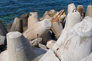 big breakwater on the sea
