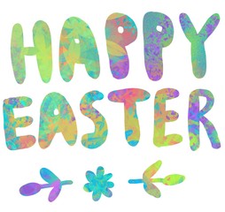 Inscription. Happy easter. Beautiful lettering Isolated on a white background. Illustration for the decor and design of posters, postcards, prints, stickers, invitations, textiles and stationery.