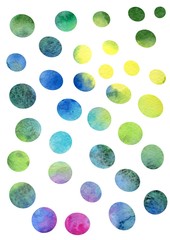 Fototapeta premium Set. Watercolor. Circles and ovals isolated on a white background. Illustration for the decor and design of posters, postcards, prints, stickers, invitations, textiles and stationery.