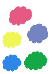 Set. Clouds isolated on a white background. Illustration for the decor and design of posters, postcards, prints, stickers, invitations, textiles and stationery.
