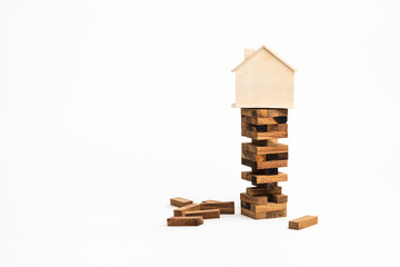 Small wooden stacked On the desk at home