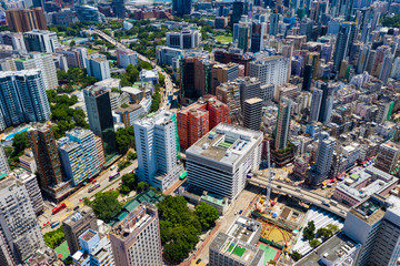 Naklejka premium Aerial view of Hong Kong city