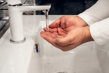 Coronavirus. Proper washing and handling of hands. Liquid antibacterial soap. Self-isolation and hygiene.