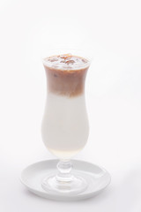 Glass cup of coffee latte