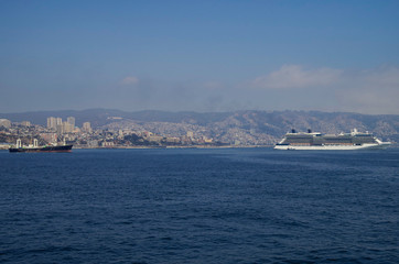 Modern Celebrity Cruises luxury cruiseship or cruise ship liner Celebrity Eclipse in bay of San...