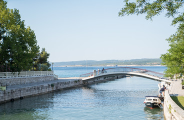 pond that flows into the sea. near the town of Crikvenica. the beginning of the tourist season. Vacation at sea.