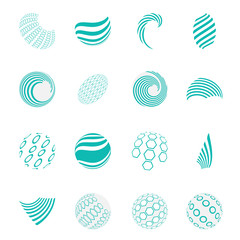 Fototapeta na wymiar Collection of universal spherical logos, business abstract icons.