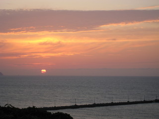 海辺で見た美しい夕焼け