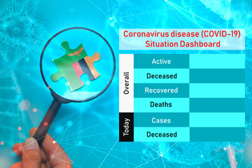 Coronavirus disease (COVID-19)  Situation Dashboard for Zambia. Emty space for updating overall active, deceased, recovered and deaths people due to corona virus.