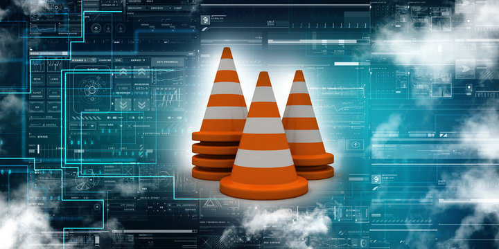 3d rendering traffic cone construction 
