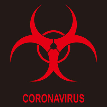 Coronavirus - warning sign on a black background
