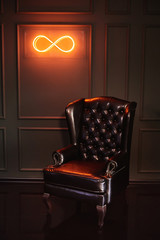 Black vintage leather armchair boss