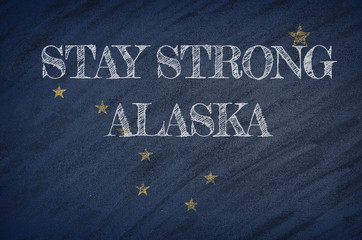 Fototapeta na wymiar Alaska ,flag illustration. Coronavirus danger area, quarantined country. Stay strong.