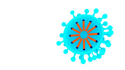 Virus, sectional view, concept: medicine and research, risk of infection by viruses, bluish background