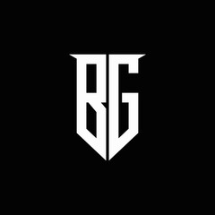BG logo monogram with emblem shield style design template