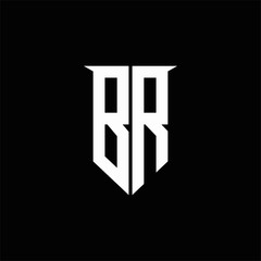 BR logo monogram with emblem shield style design template - obrazy, fototapety, plakaty