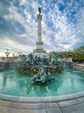 Monument aux Girondins, famous fountain on the Place des Quinconces square in Bordeaux