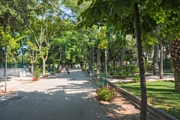 Public gardens of Trani in Puglia, Italy.