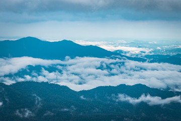 Cloud layers above mountain range