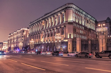 Naklejka premium Night view of Moscow City