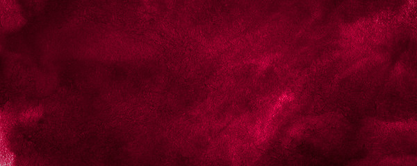 Dark saturated burgundy watercolor background with torn strokes and uneven spots. Trendy color texture. Abstract persian red background for design, layouts and patterns. - 336037179